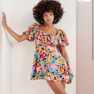 For Love & Lemons Mallory Satin Cut Out Mini Dress Lg